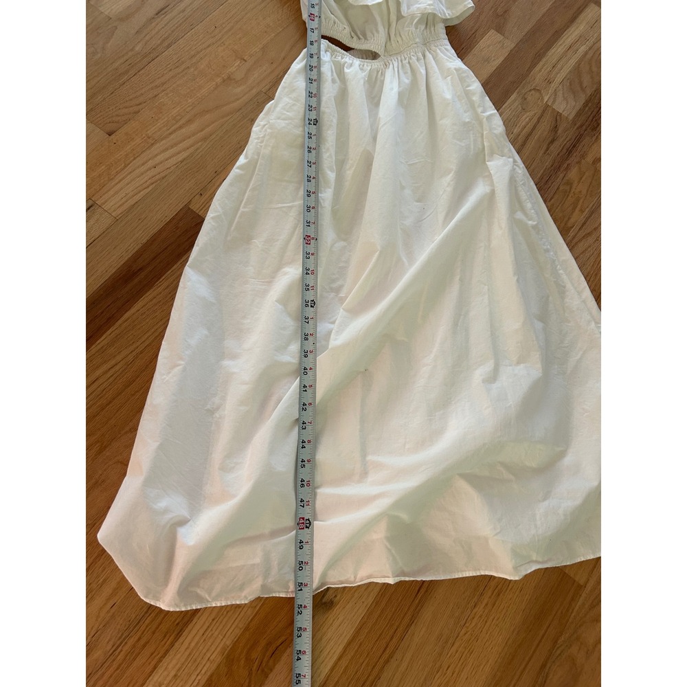 MNG Mango One Shoulder Cutout Maxi Dress Women Small 4 White Cottagecore Cotton - Picture 5 of 7